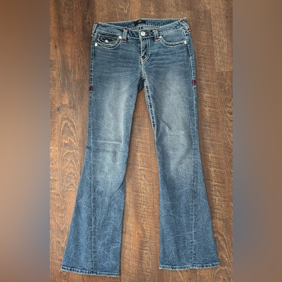 True Religion Joey Low-rise Flare 👖 tinted denim wash👖 EUC ⭐️ size 29 - Picture 2 of 6